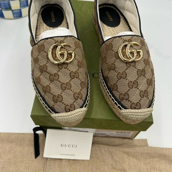 Women’s Gucci, GG Supreme canvas Espadrilles size 40.5 made in Italy - Picture 1 of 10